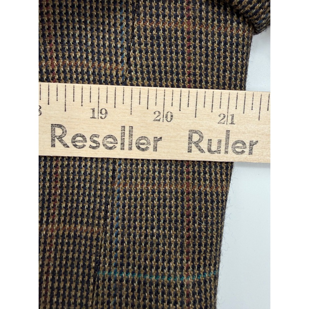 Alan Flusser Blazer Men 40R Brown Plaid Lambswool Sport Coat Professional Career - Picture 9 of 10